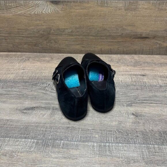 Double Buckle Monk Strap Black Leather/Suede Low Heel Shoe Women's Size EU 37 - Picture 3 of 6